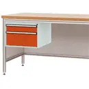 Manuflex ZB4572.2001 Sous-châssis pour table de travail ALU, hauteur utile 300 mm avec 2 tiroirs, pour profondeur de tab