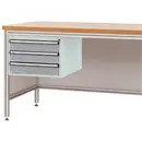 Manuflex ZB4622.9006 Sous-châssis pour table de travail ALU, hauteur utile 300 mm avec 3 tiroirs, pour profondeur de tab