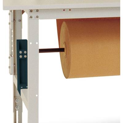 Un grand distributeur de papier équipé d'un rouleau de papier brun est monté sur un cadre métallique, idéal pour les applications d'emballage ou industrielles.