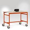 Manuflex LB4003.2001 antistatique (ESD) Table d'appoint ESD BASE mobile avec plateau de table en caoutchouc en Rotorange RAL 2001, L x P x H : 750 x 500 x 850 mm rouge orangé (RAL 2001)
