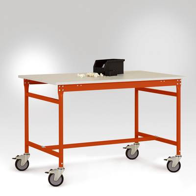 Manuflex LB4033.2001 antistatique (ESD) Table d'appoint ESD BASE mobile avec plateau de table en caoutchouc à Rotorange 