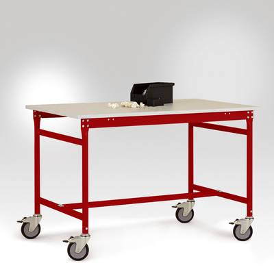 Manuflex LB4053.3003 antistatique (ESD) Table d'appoint ESD BASE mobile avec plateau de table en caoutchouc rouge rubis 