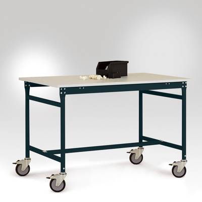 Manuflex LB4033.7016 antistatique (ESD) Table d'appoint ESD BASE mobile avec plateau de table en caoutchouc anthracite R