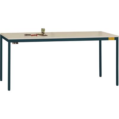 Manuflex LD1916.7016 Table de travail ESD UNIDESK avec plaque en plastique, cadre anthracite RAL 7016, L x P x H = 1600 