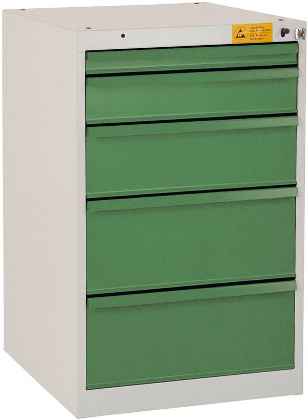 Manuflex LS1041.7035 antistatique (ESD) Armoire de tiroir ESD BASETEC stationnaire, hauteur utile 700 mm avec 5 tiroirs, gris clair RAL 7035