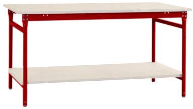 Manuflex BB5201.3003 Table d'appoint complète BASE stationnaire avec plaque en mélamine + fond intermédiaire, L x P x H : 750 x 500 x 780 mm rouge rubis