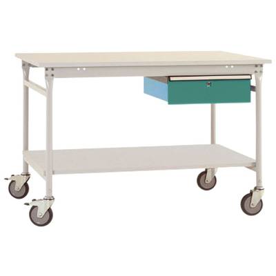   Manuflex  BB5331.0001    Table d'appoint complète BASE mobile avec plateau en mélamine + plateau à tiroir simple, L x 