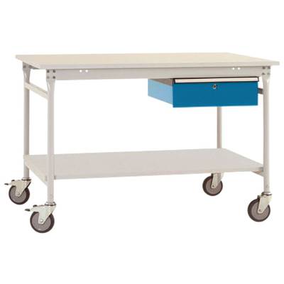   Manuflex  BB5331.0002    Table d'appoint complète BASE mobile avec plateau en mélamine + plateau à tiroir simple, L x 