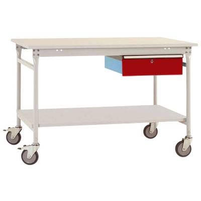   Manuflex  BB5351.3003    Table d'appoint complète BASE mobile avec plateau en mélamine + plateau à tiroir simple, L x 