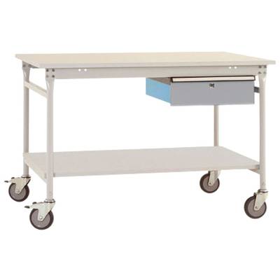  Manuflex  BB5351.9006    Table d'appoint complète BASE mobile avec plateau en mélamine + plateau à tiroir simple, L x 