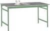 Manuflex BB3004.6011 Table d'appoint BASE stationnaire avec plaque de revêtement en tôle en vert réséda RAL 6011, L x P x H : 750 x 500 x 780 mm vert réséda (RAL 6011)