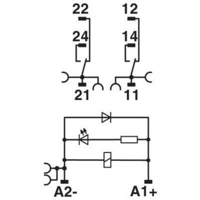Phoenix Contact RIF-1-RSC-LDP-24DC/2X21MS Module relais Tension nominale: 24 V/DC 2 inverseurs (RT) 1 pc(s)-7