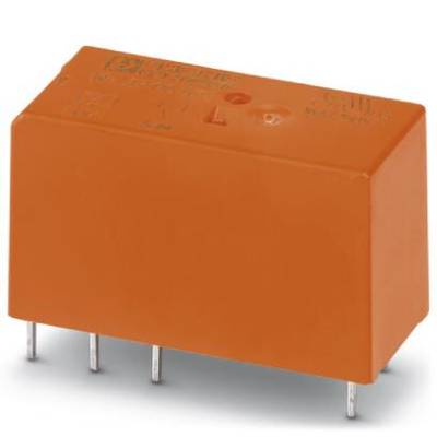 Un composant électronique rectangulaire orange avec plusieurs broches métalliques à sa base. Il semble s'agir d'un relais.
