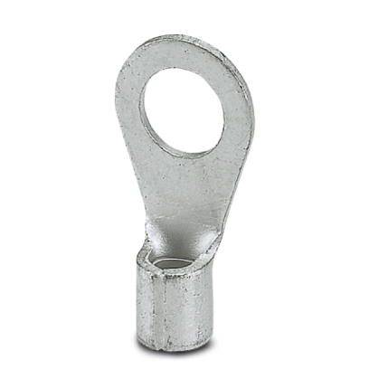 Un cosse de câble étamé en forme de cosse plate avec une ouverture ronde pour la connexion à une vis ou un boulon.