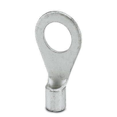 Embout de câble métallique à anneau rond, adapté pour le torsadage des conducteurs et la connexion à des raccords à vis.