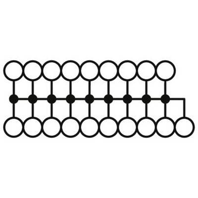 Diagramme d'un motif de nœud avec des cercles connectés verticalement et horizontalement en deux rangées.