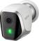 Caméra de surveillance avec LED infrarouges et voyant de fonctionnement vert, adaptée à un montage mural, compacte et au design moderne.