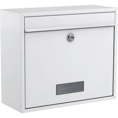 Boîte aux lettres métallique avec serrure et porte-plaque nominative à l'avant.