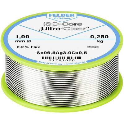 Felder Löttechnik ISO-Core "Ultra Clear" SAC305 Étain à souder bobine Sn96,5Ag3Cu0,5  0.250 kg 1 mm