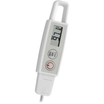 Un thermomètre numérique affiche 87,1°C sur un écran. Des touches pour Max, Min et Hold sont visibles.