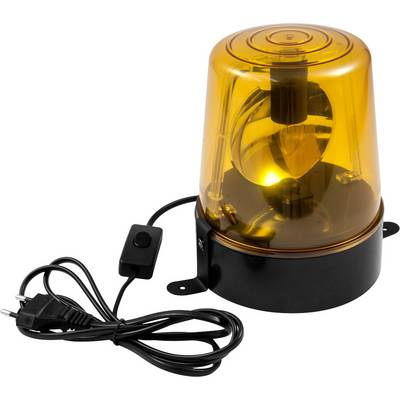 Gyrophare orange avec base noire, interrupteur marche/arrêt et câble d'alimentation.