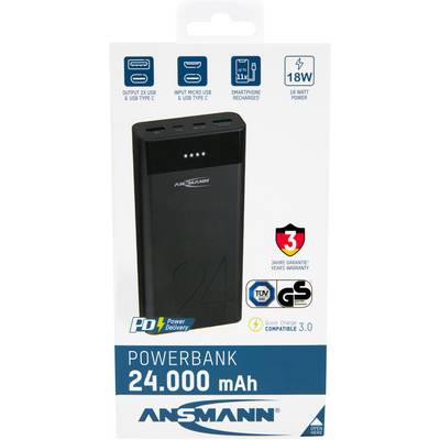 Ansmann 24Ah PD Powerbank (batterie supplémentaire) 24000 mAh Power Delivery, Quick Charge 3.0 LiPo noir affichage du st-4
