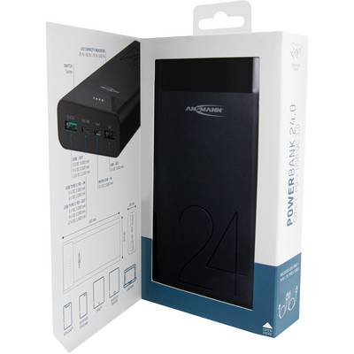 Ansmann 24Ah PD Powerbank (batterie supplémentaire) 24000 mAh Power Delivery, Quick Charge 3.0 LiPo noir affichage du st-5