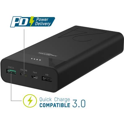 Ansmann 24Ah PD Powerbank (batterie supplémentaire) 24000 mAh Power Delivery, Quick Charge 3.0 LiPo noir affichage du st-10