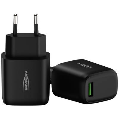 Deux chargeurs USB noirs avec fiches secteur et ports USB, l'un debout, l'autre couché.