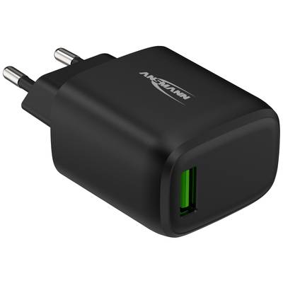 Chargeur USB noir avec connecteur vert et deux fiches européennes, adapté à divers appareils électroniques.