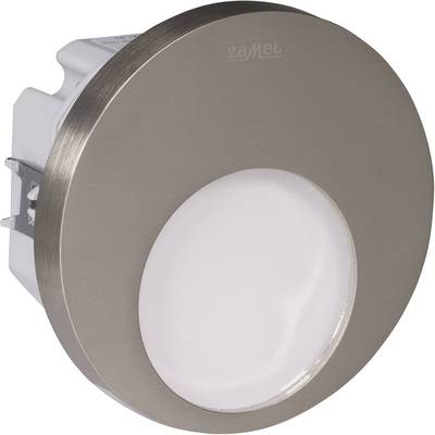 Spot encastrable LED rond avec cadre argenté et diffuseur blanc.