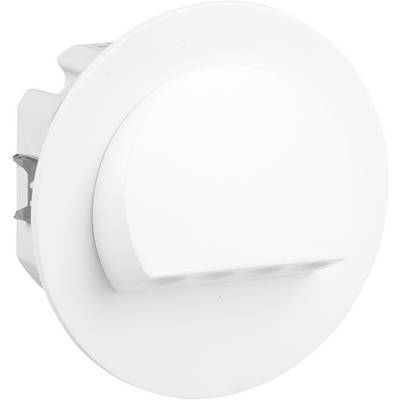 Applique murale LED ronde blanche avec sortie de lumière biseautée, adaptée à l'éclairage subtil des espaces intérieurs.