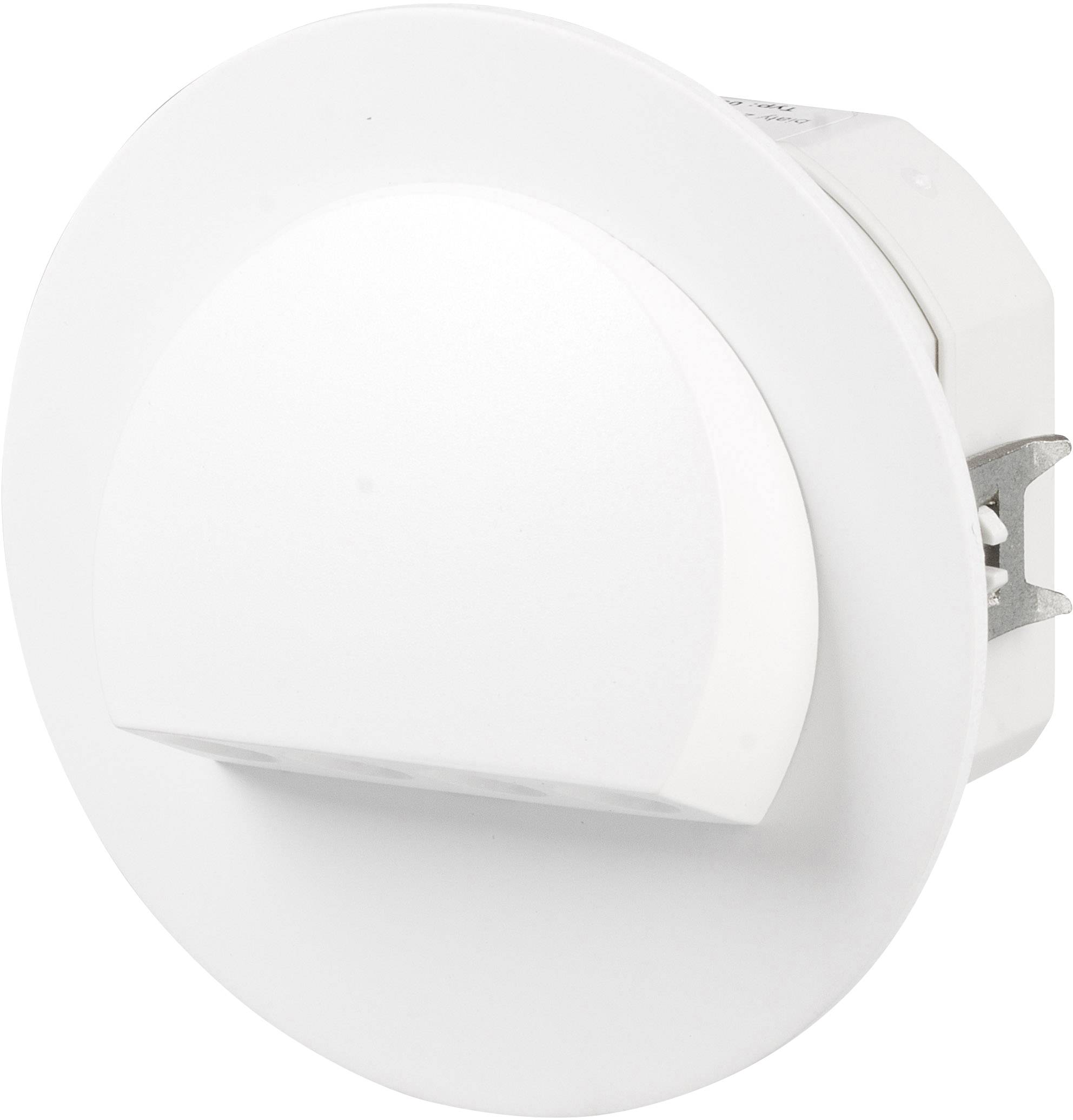 Un spot encastré mural LED rond blanc au design bombé, adapté pour un éclairage discret dans les espaces intérieurs.