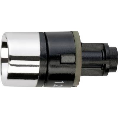 Un électrovanne noir et argent, cylindrique, avec un raccord métallique. Composant essentiel dans les systèmes hydrauliques.