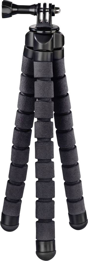 Un trépied flexible noir compact avec des jambes articulées permettant de positionner facilement les appareils photo, idéal pour les voyages et les surfaces irrégulières.