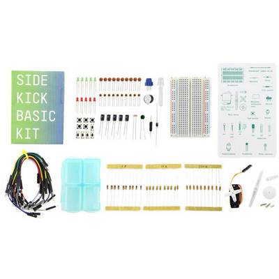 Kit électronique avec des composants polyvalents tels que des résistances, des LED, une plaque d'essai et des câbles, adapté aux projets de bricolage électronique et aux circuits.