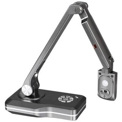 Un scanner portable de documents avec caméra intégrée, conçu avec un bras articulé et doté de plusieurs boutons de commande.
