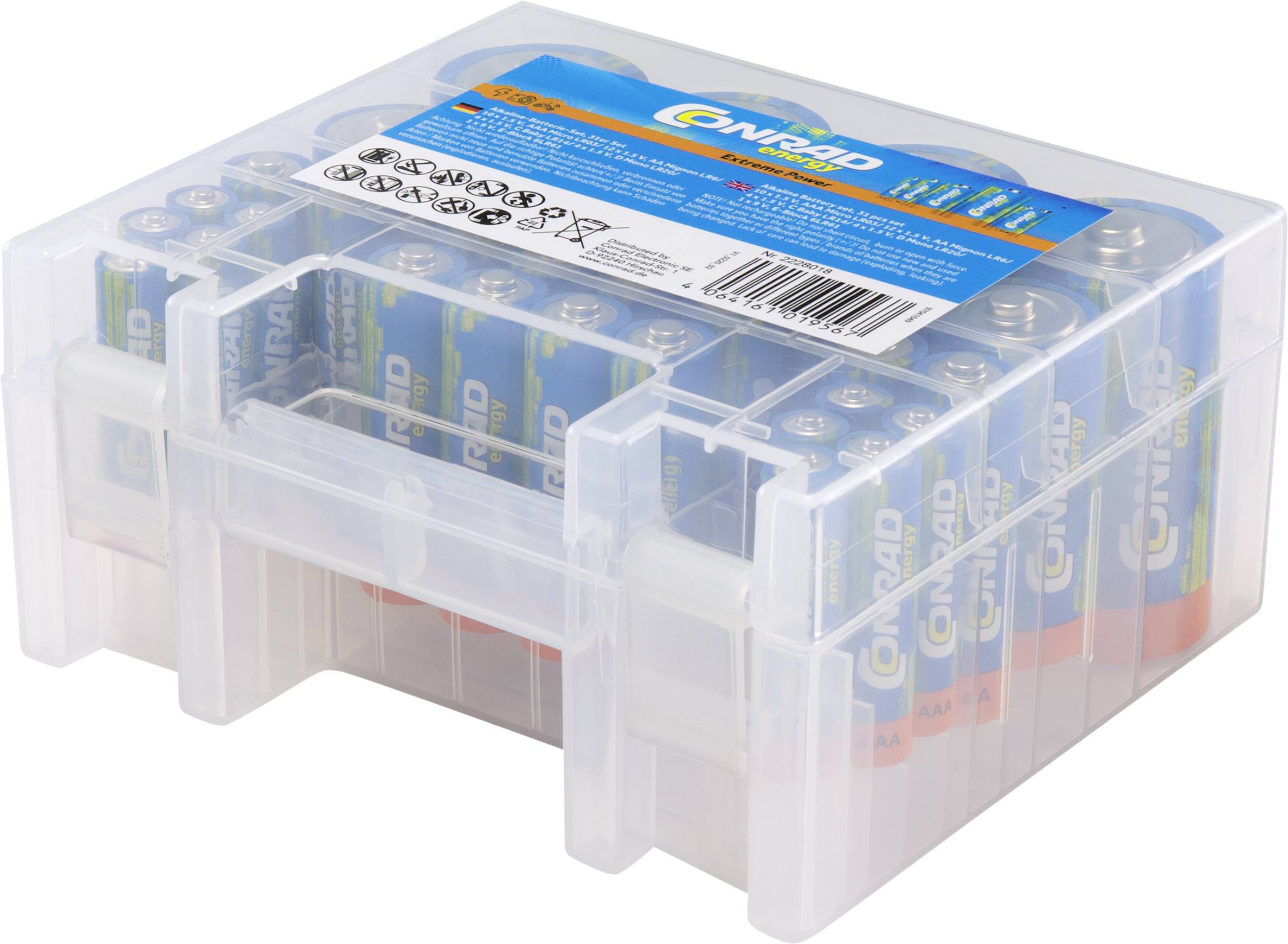 Conrad energy Jeu de piles LR6, LR03, LR14, LR20, bloc 9V 31 pc(s) avec boîte-3