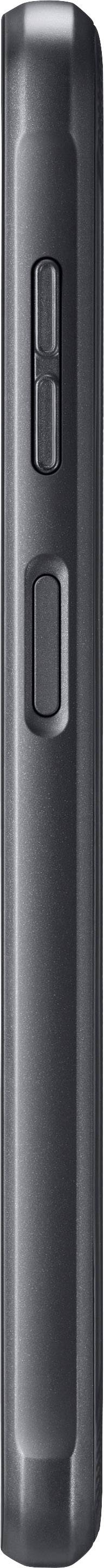 Vue latérale d'un smartphone noir avec des boutons sur le côté.