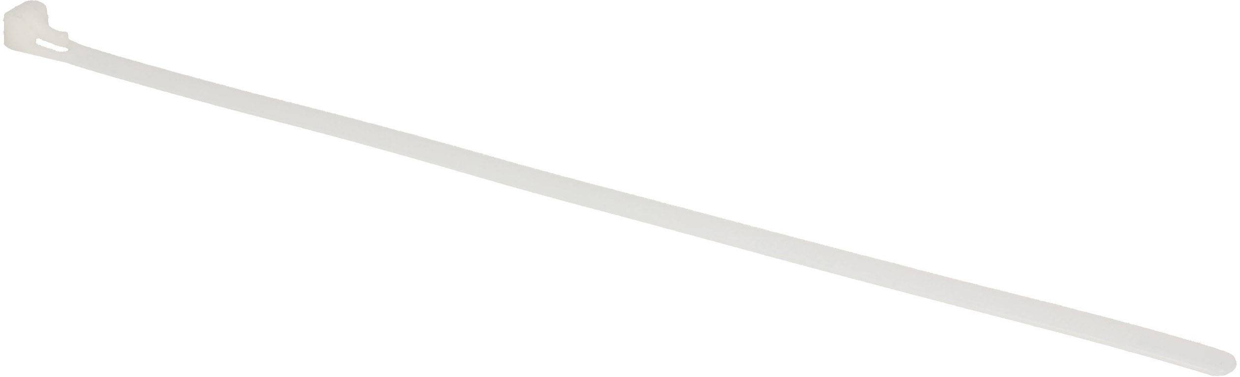 Un collier de serrage blanc de toute sa longueur, adapté pour attacher de manière sécurisée des câbles ou des objets.