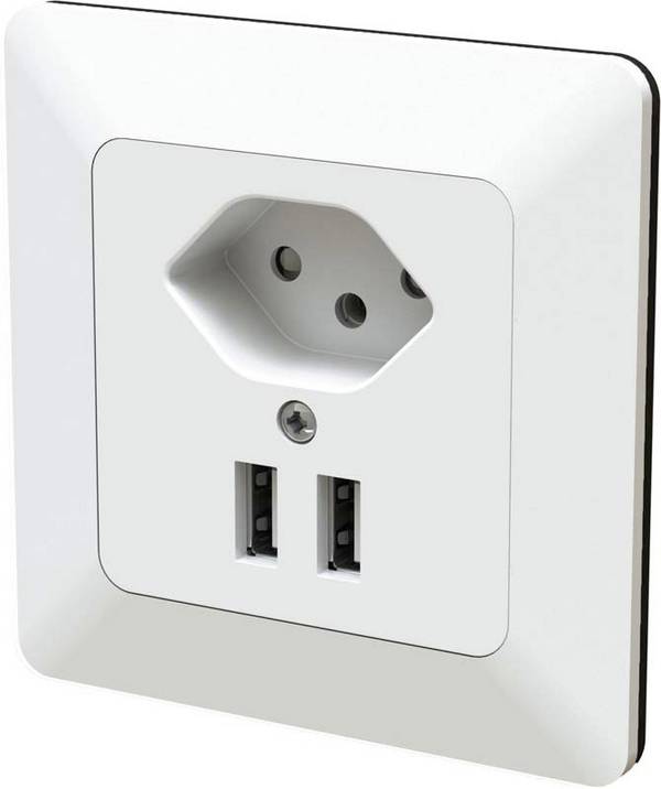 Modino Priamos 140076  Prise de courant encastrable  avec USB  blanc