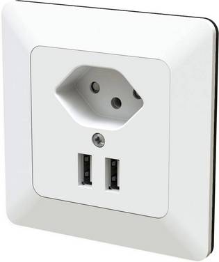 Modino Priamos 140076  Prise de courant encastrable  avec USB  blanc