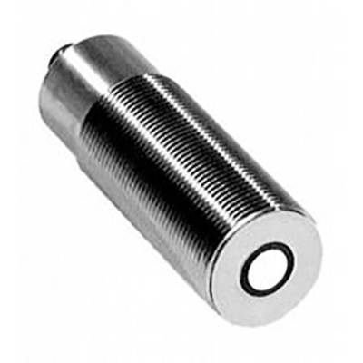 Capteur métallique cylindrique fileté avec surface frontale plane, probablement destiné à des applications industrielles.