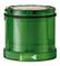 Objet cylindrique vert au design nervuré, possiblement un composant d'une machine ou d'un système de signalisation.