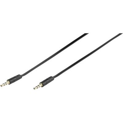 Câble audio noir avec deux fiches jack stéréo de 3,5 mm, adapté pour connecter des appareils tels que des téléphones portables ou des enceintes.