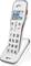 L'image montre un téléphone sans fil avec de grandes touches et un écran lumineux affichant le numéro '0320587599'.