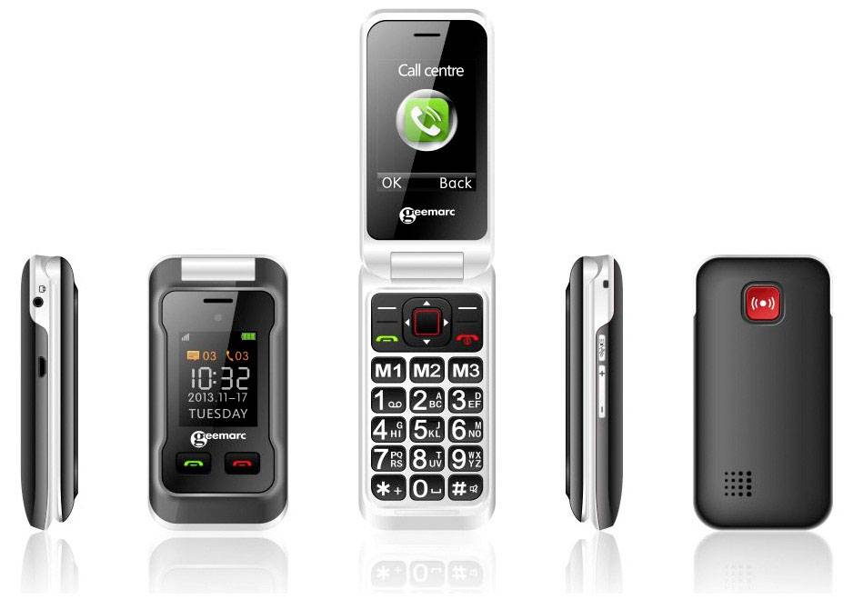 Geemarc CL8500 Téléphone portable à clapet pour séniors Touche SOS, avec station de charge anthracite, argent-2