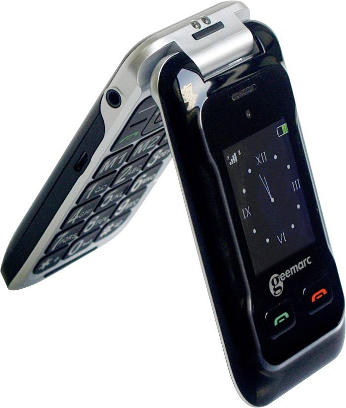 Geemarc CL8500 Téléphone portable à clapet pour séniors Touche SOS, avec station de charge anthracite, argent-4