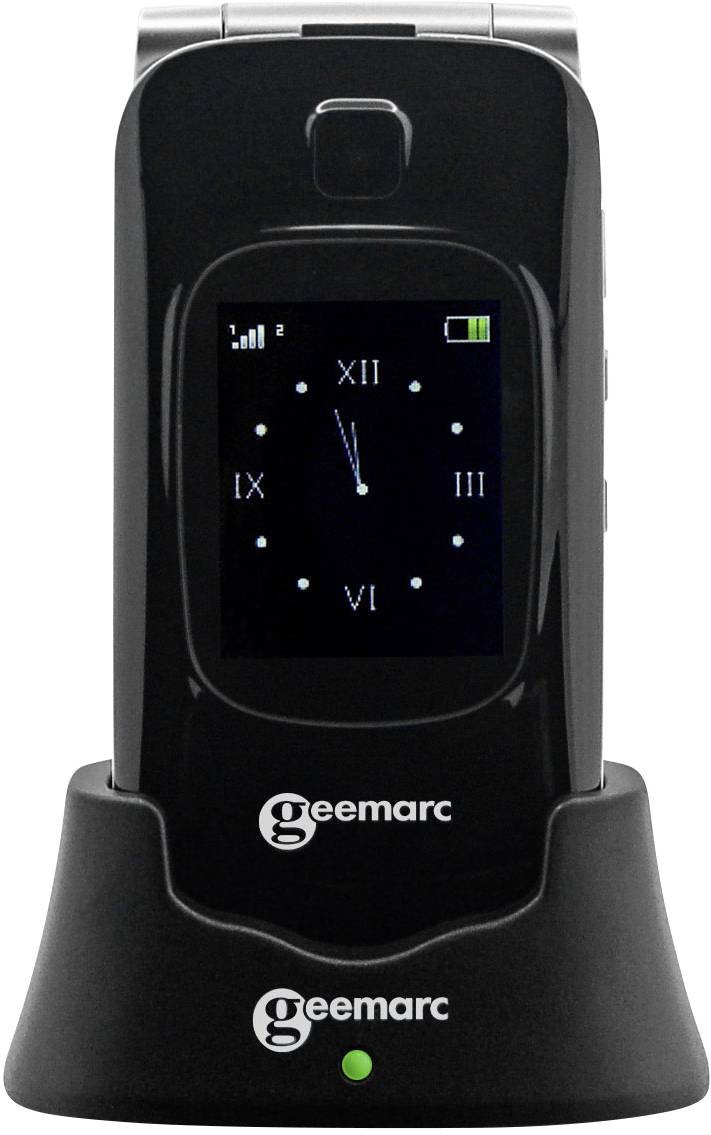 Geemarc CL8510 Téléphone portable à clapet pour séniors Touche SOS, avec station de charge anthracite, argent-5