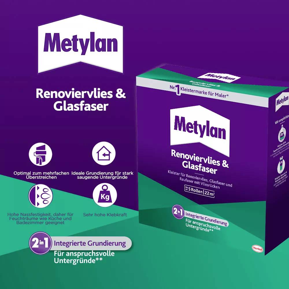 Image du symbole pour Metylan Renoviervlies & Glasfaser Colle pour papier peint MPRV5 500 g